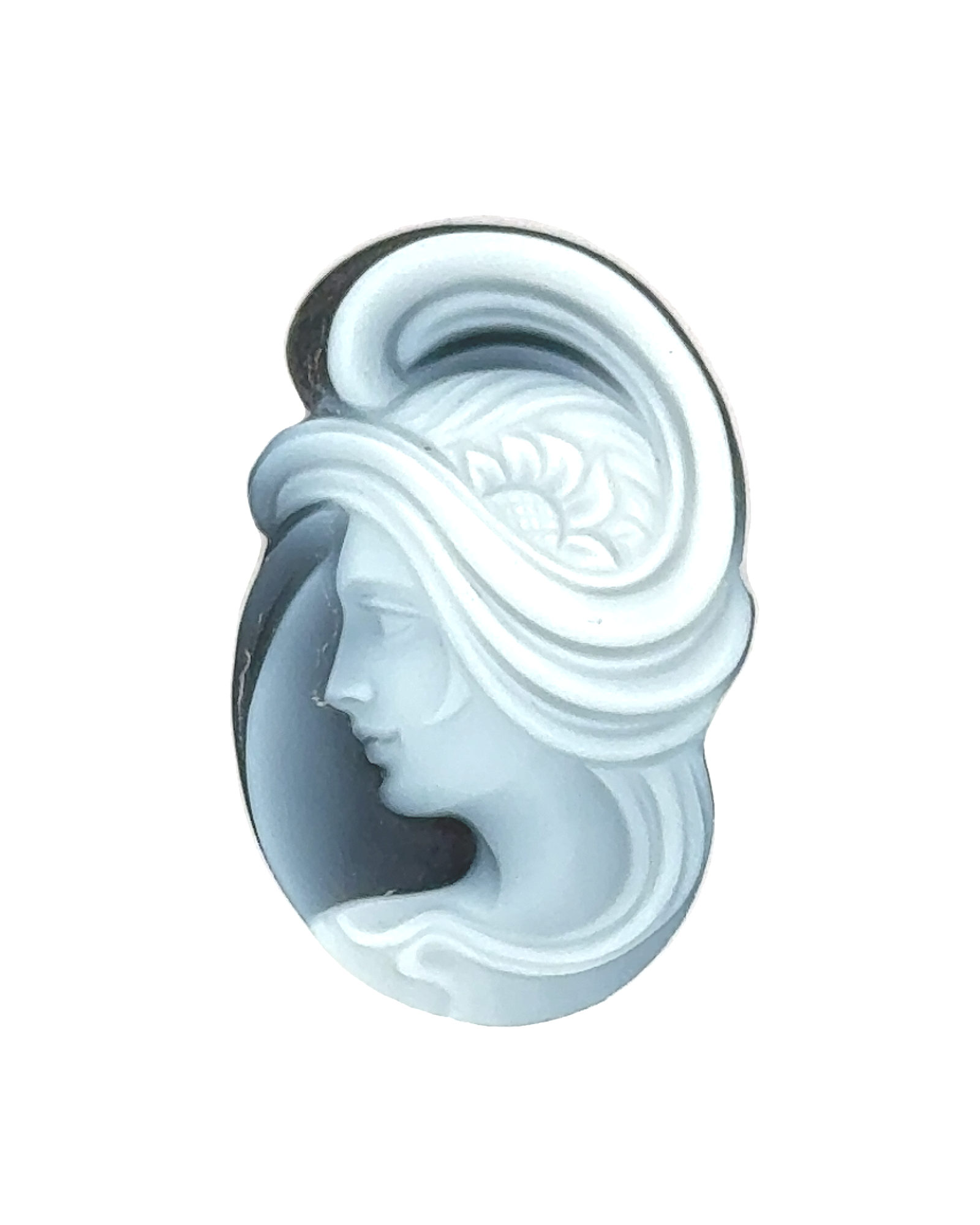 Agate Cameo Women with Sunflower