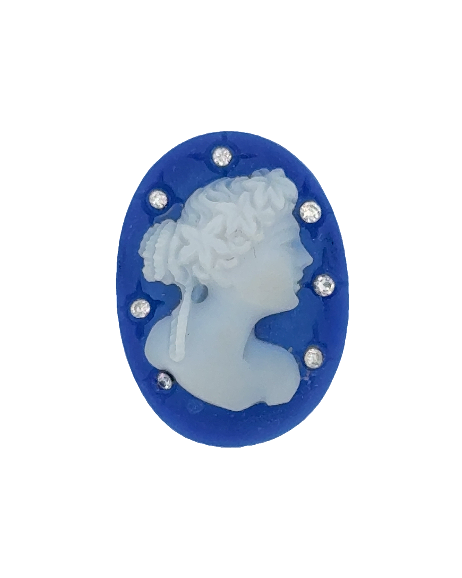 Agate Cameo Lady in Blue with Diamonds