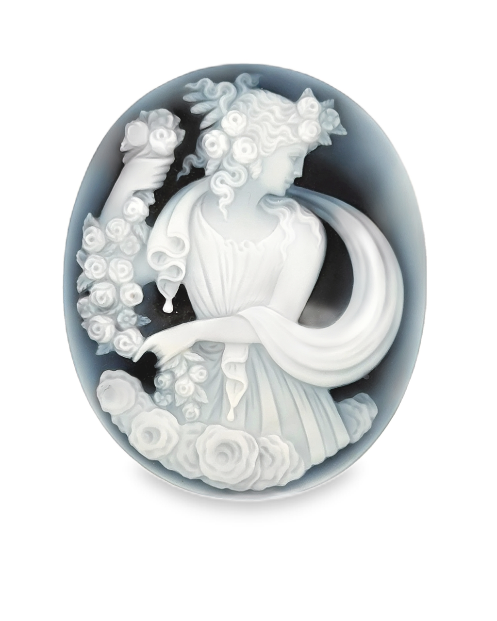 Agate Cameo Flower Lady